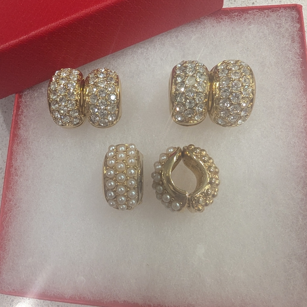 ✨ Vintage E. Pearl Signed Hugger Earrings – Lot of 3 Pairs